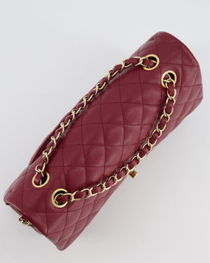 *HOT* Chanel Rouge Classic Medium Double Flap Bag in Caviar Leather with Champagne Gold Hardware