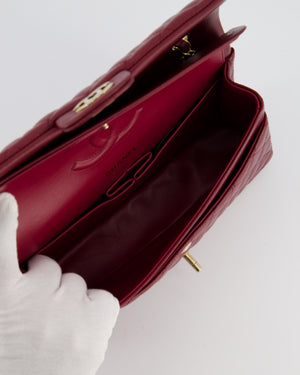 *HOT* Chanel Rouge Classic Medium Double Flap Bag in Caviar Leather with Champagne Gold Hardware