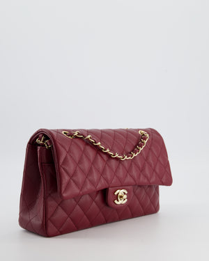 *HOT* Chanel Rouge Classic Medium Double Flap Bag in Caviar Leather with Champagne Gold Hardware