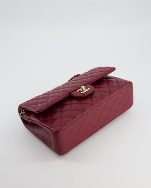 *HOT* Chanel Rouge Classic Medium Double Flap Bag in Caviar Leather with Champagne Gold Hardware