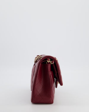 *HOT* Chanel Rouge Classic Medium Double Flap Bag in Caviar Leather with Champagne Gold Hardware