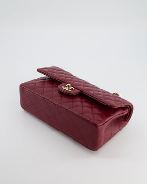 *HOT* Chanel Rouge Classic Medium Double Flap Bag in Caviar Leather with Champagne Gold Hardware