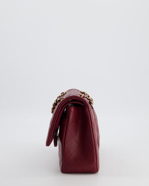 *HOT* Chanel Rouge Classic Medium Double Flap Bag in Caviar Leather with Champagne Gold Hardware