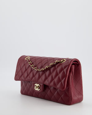 *HOT* Chanel Rouge Classic Medium Double Flap Bag in Caviar Leather with Champagne Gold Hardware