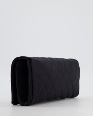 Chanel Black Vintage Jersey Clutch Bag on Chain with Camellia and Bow Detail with Champagne Gold Hardware