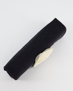 Chanel Black Vintage Jersey Clutch Bag on Chain with Camellia and Bow Detail with Champagne Gold Hardware