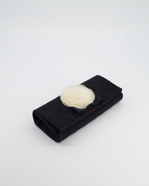 Chanel Black Vintage Jersey Clutch Bag on Chain with Camellia and Bow Detail with Champagne Gold Hardware
