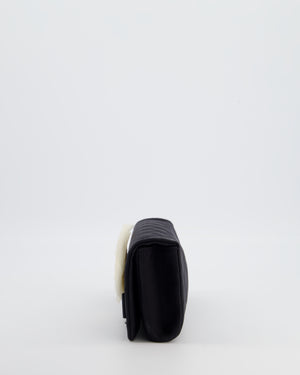 Chanel Black Vintage Jersey Clutch Bag on Chain with Camellia and Bow Detail with Champagne Gold Hardware