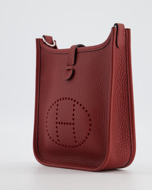 Hermès Mini Evelyne Bag in Rouge H in Clemence Leather with Palladium Hardware