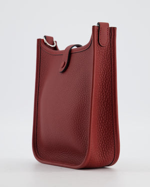 Hermès Mini Evelyne Bag in Rouge H in Clemence Leather with Palladium Hardware