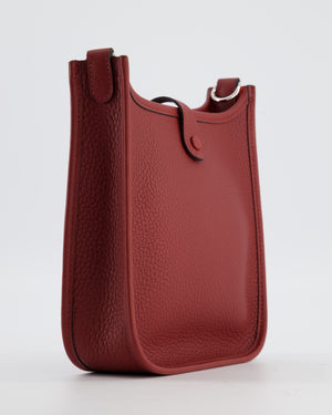 Hermès Mini Evelyne Bag in Rouge H in Clemence Leather with Palladium Hardware