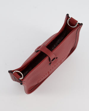 Hermès Mini Evelyne Bag in Rouge H in Clemence Leather with Palladium Hardware