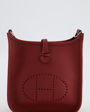 Hermès Mini Evelyne Bag in Rouge H in Clemence Leather with Palladium Hardware
