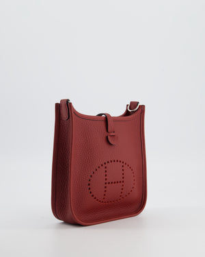 Hermès Mini Evelyne Bag in Rouge H in Clemence Leather with Palladium Hardware