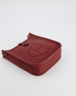 Hermès Mini Evelyne Bag in Rouge H in Clemence Leather with Palladium Hardware