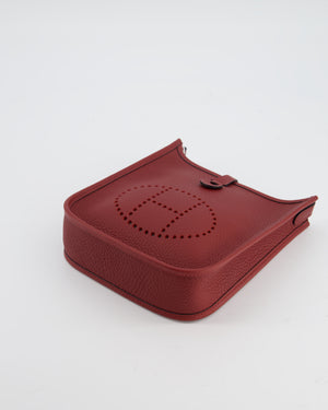 Hermès Mini Evelyne Bag in Rouge H in Clemence Leather with Palladium Hardware