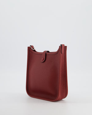 Hermès Mini Evelyne Bag in Rouge H in Clemence Leather with Palladium Hardware