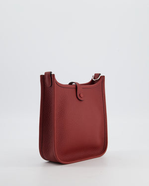 Hermès Mini Evelyne Bag in Rouge H in Clemence Leather with Palladium Hardware