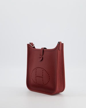 Hermès Mini Evelyne Bag in Rouge H in Clemence Leather with Palladium Hardware