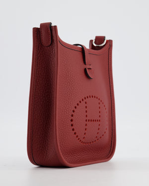 Hermès Mini Evelyne Bag in Rouge H in Clemence Leather with Palladium Hardware