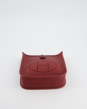 Hermès Mini Evelyne Bag in Rouge H in Clemence Leather with Palladium Hardware