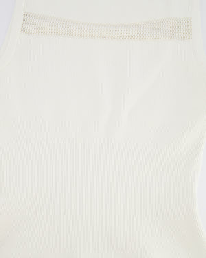 Alaïa White Ribbed Sleeveless Mini Dress with Knit and Frill Details Size FR 38 (UK 10)