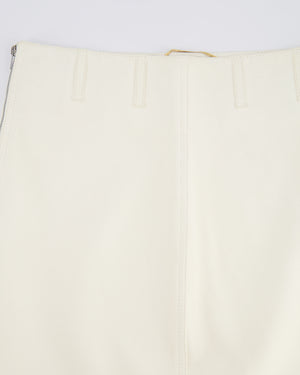 Saint Laurent White Lambskin Leather Mini Skirt with Silver Zipper Detail Size FR 38 (UK 10)