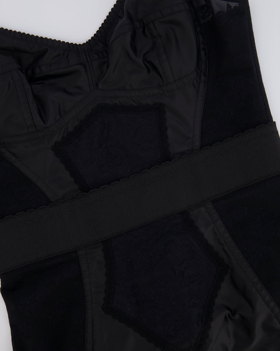 Dolce & Gabbana Black Lace Sleeveless Dress with Rose Embroidery Details Size IT 40 (UK 8)