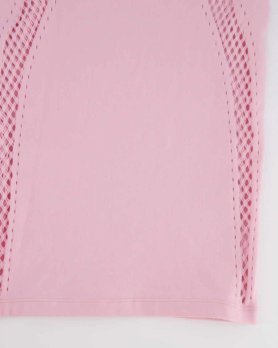 Mugler Light Pink Long Sleeved Mini Dress with Perforated Details Size US 2 (UK 6) RRP £500