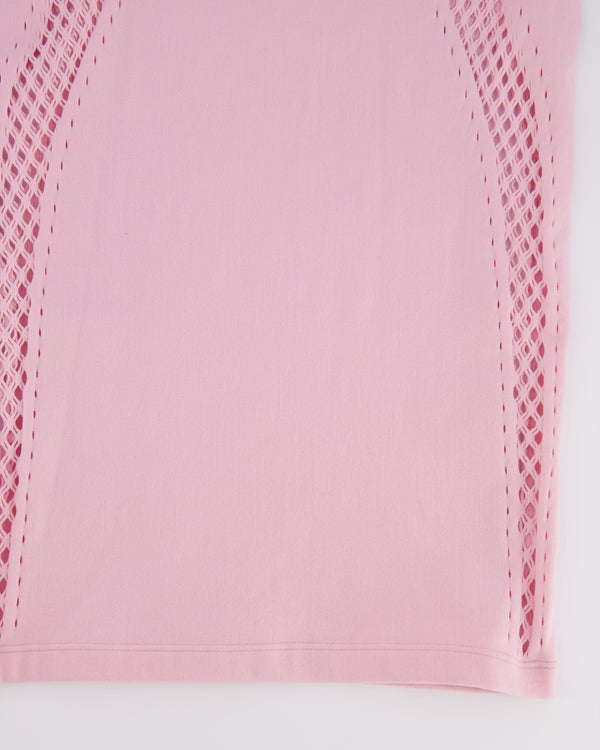 Mugler Light Pink Long Sleeved Mini Dress with Perforated Details Size US 2 (UK 6) RRP £500