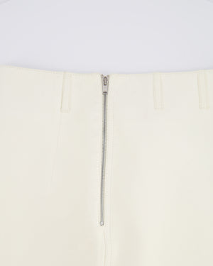 Saint Laurent White Lambskin Leather Mini Skirt with Silver Zipper Detail Size FR 38 (UK 10)