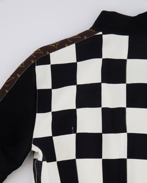 Louis Vuitton Black and White Checkered Mini Dress with Brown Monogram Details FR 38 (UK 10)