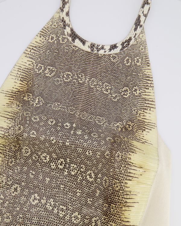Salvatore Ferragamo Cream Lizard and Snake Lambskin Backless Top Size IT 40 (UK 8)