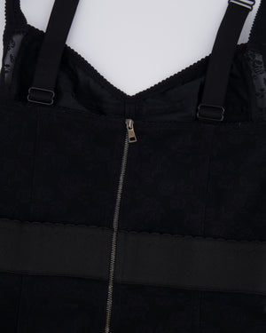 Dolce & Gabbana Black Lace Sleeveless Dress with Rose Embroidery Details Size IT 40 (UK 8)