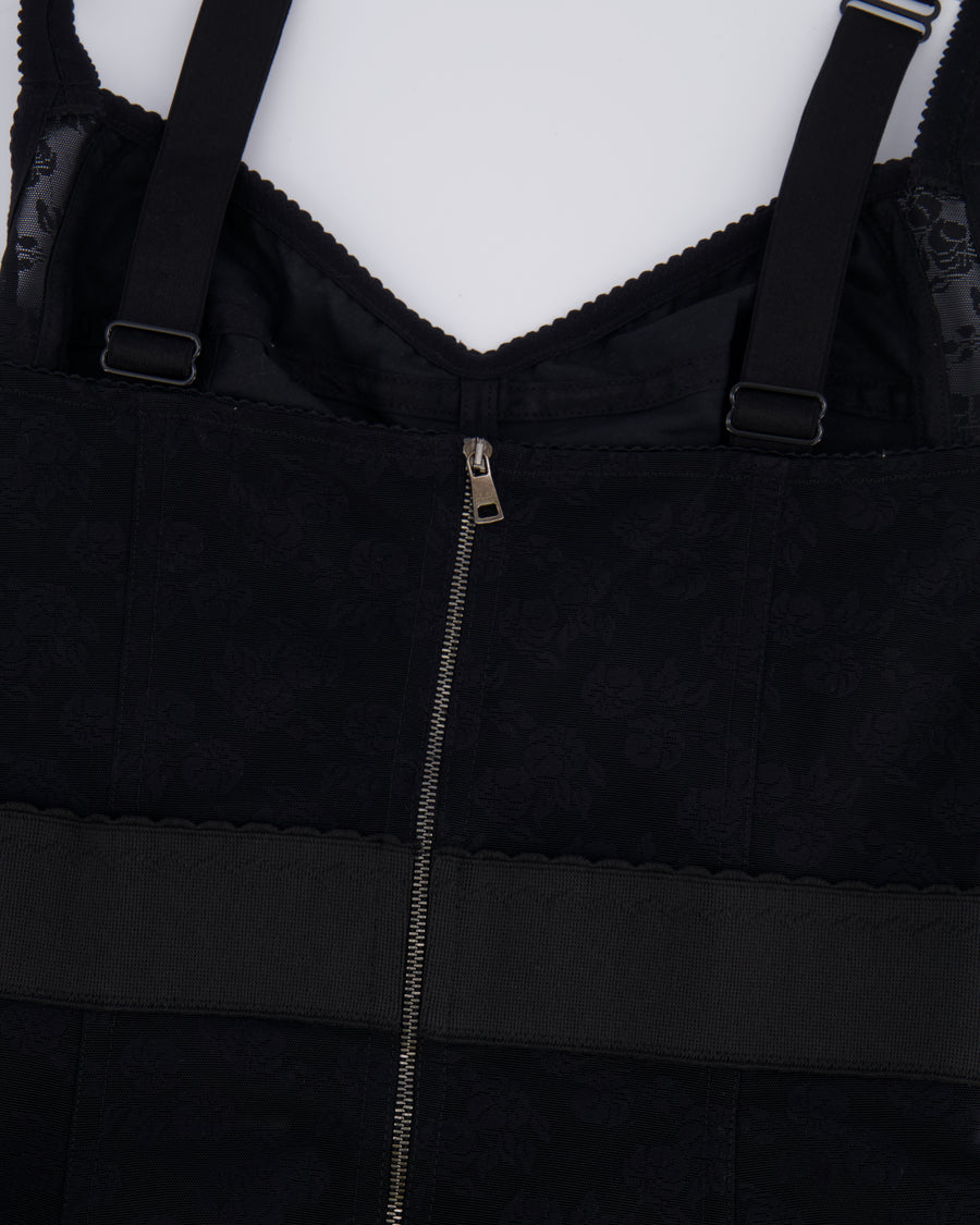 Dolce & Gabbana Black Lace Sleeveless Dress with Rose Embroidery Details Size IT 40 (UK 8)