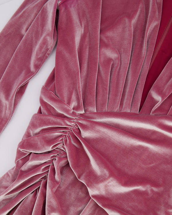 Alexandre Vauthier Pink Velour Asymmetric Mini Dress Size FR 42 (UK 14)
