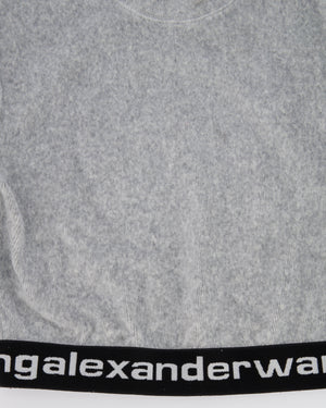 Alexander Wang Light Grey Ribbed Shorts and Top Set with Black Logo Size M (UK 10)