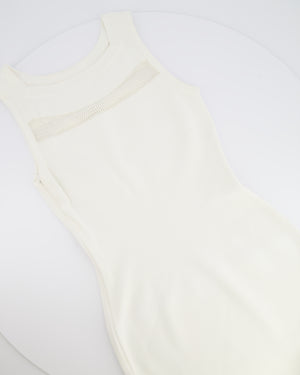 Alaïa White Ribbed Sleeveless Mini Dress with Knit and Frill Details Size FR 38 (UK 10)