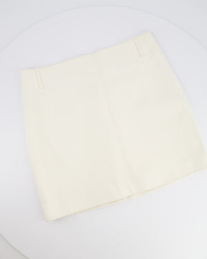 Saint Laurent White Lambskin Leather Mini Skirt with Silver Zipper Detail Size FR 38 (UK 10)