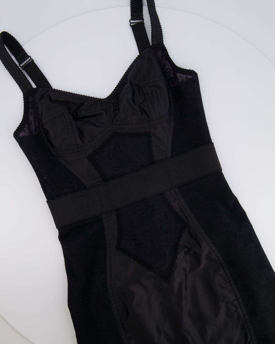 Dolce & Gabbana Black Lace Sleeveless Dress with Rose Embroidery Details Size IT 40 (UK 8)