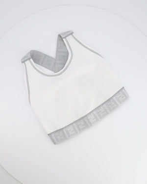 Fendi White Top and Leggings Sports Set with Silver Metallic Logo Details Size UK 8/UK 10