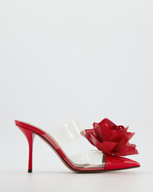 Alaïa Red Fleur Patent Leather Mules Size EU 39