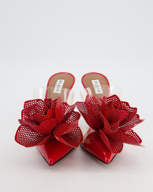 Alaïa Red Fleur Patent Leather Mules Size EU 39