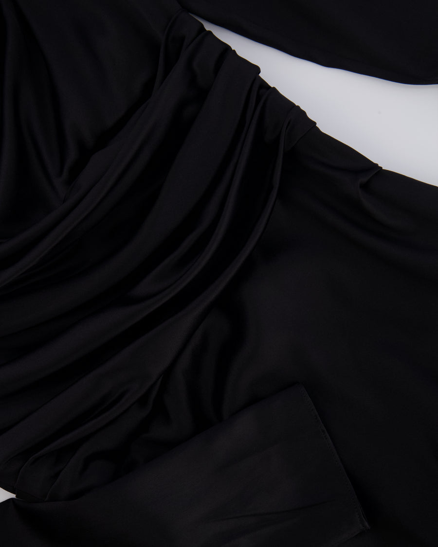 Dolce & Gabbana Black Silk Draped Long Sleeved Mini Dress Size IT 42 (UK 10)