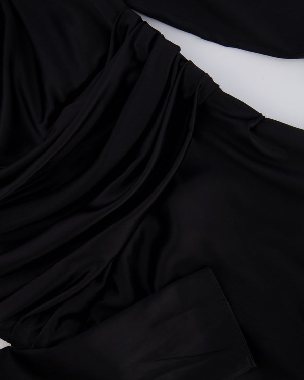 Dolce & Gabbana Black Silk Draped Long Sleeved Mini Dress Size IT 42 (UK 10)