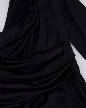 Dolce & Gabbana Black Silk Draped Long Sleeved Mini Dress Size IT 42 (UK 10)