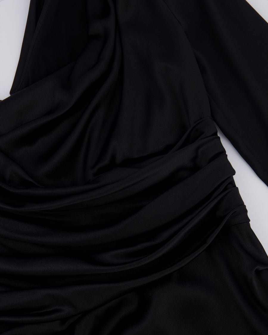 Dolce & Gabbana Black Silk Draped Long Sleeved Mini Dress Size IT 42 (UK 10)
