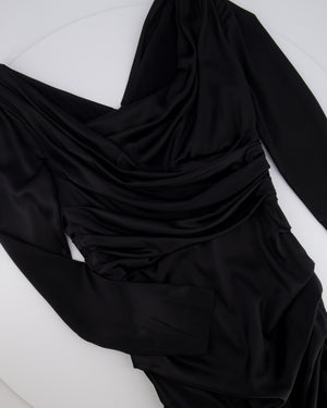 Dolce & Gabbana Black Silk Draped Long Sleeved Mini Dress Size IT 42 (UK 10)