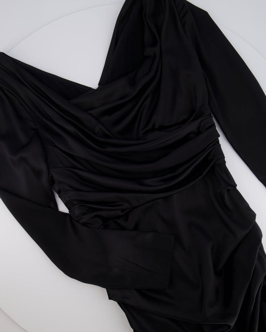 Dolce & Gabbana Black Silk Draped Long Sleeved Mini Dress Size IT 42 (UK 10)