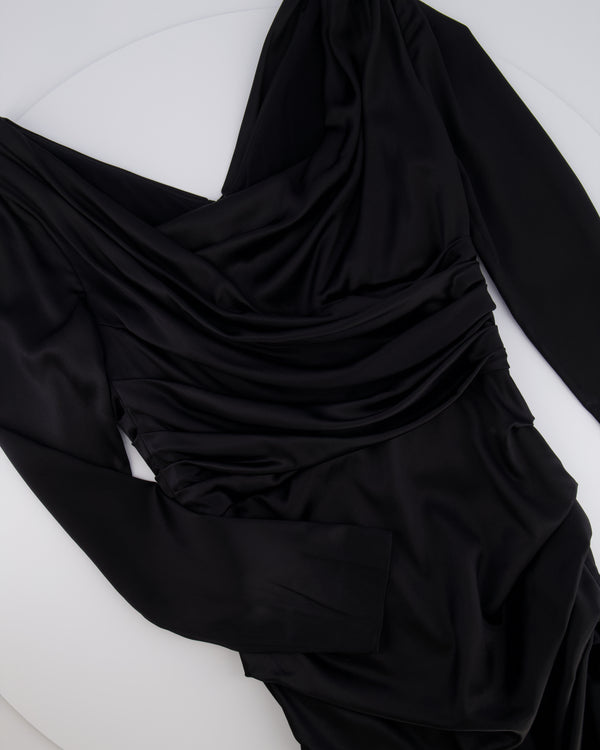 Dolce & Gabbana Black Silk Draped Long Sleeved Mini Dress Size IT 42 (UK 10)